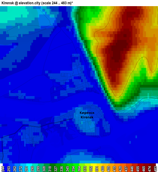 Kirensk elevation map