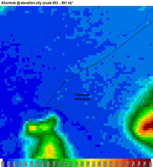 Khorinsk elevation map