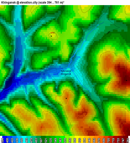 Khingansk elevation map