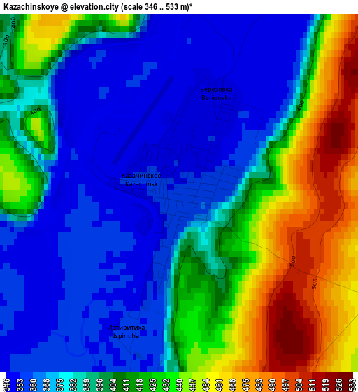 Kazachinskoye elevation map