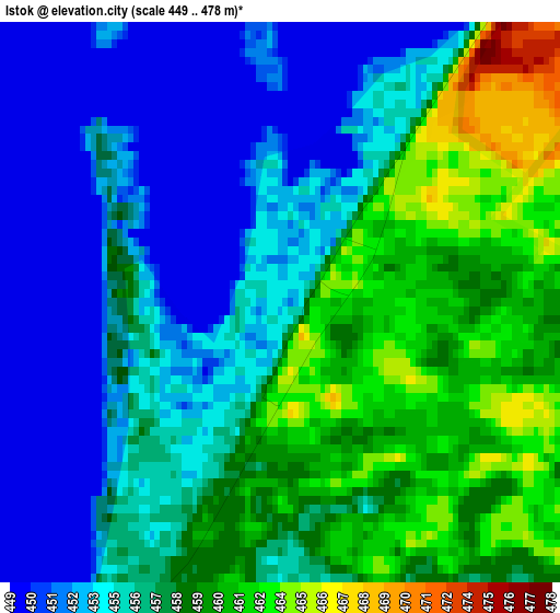 Istok elevation map