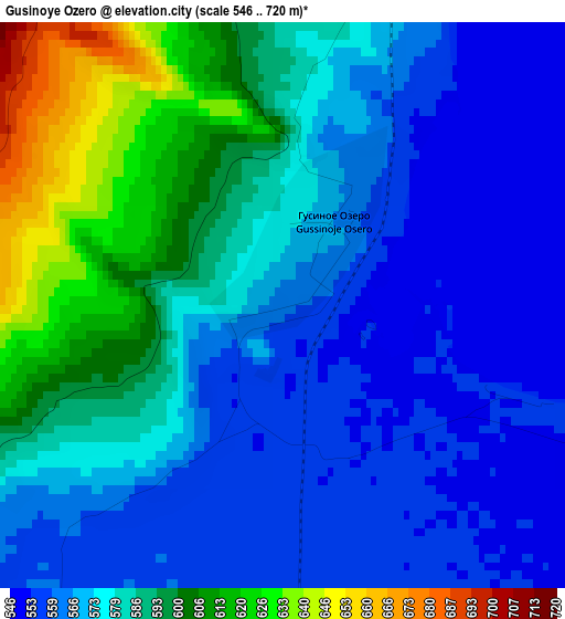 Gusinoye Ozero elevation map