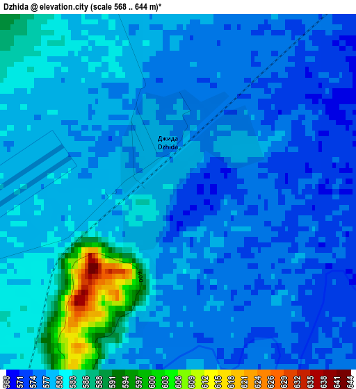 Dzhida elevation map