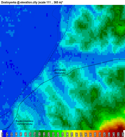 Dostoyevka elevation map