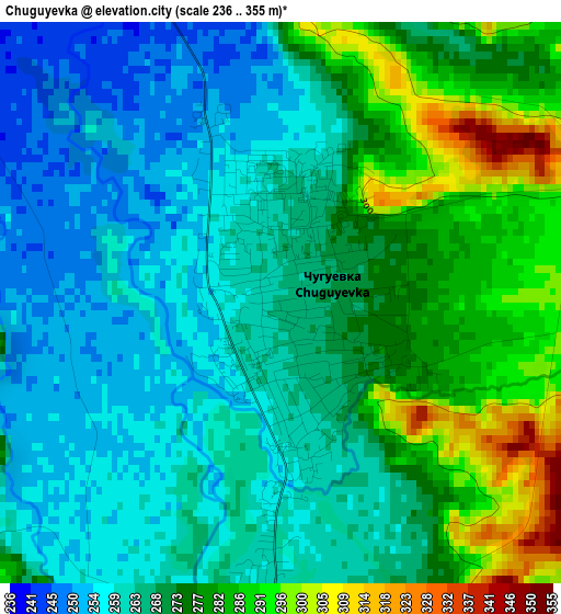 Chuguyevka elevation map