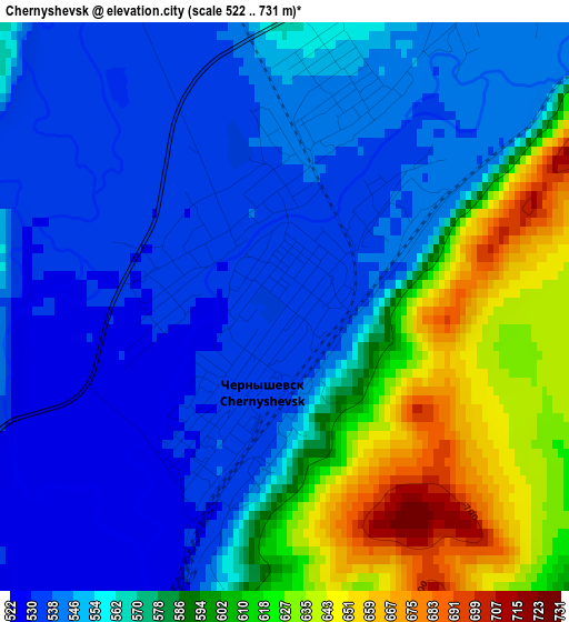 Chernyshevsk elevation map