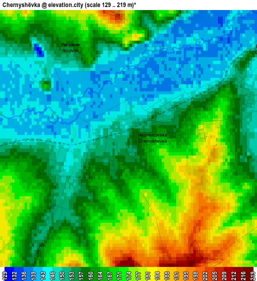 Chernyshëvka elevation map