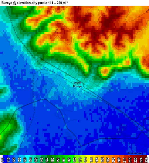 Bureya elevation map