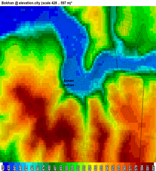 Bokhan elevation map