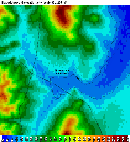 Blagodatnoye elevation map