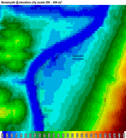 Bereznyaki elevation map