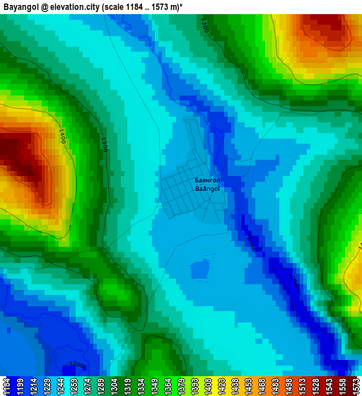 Bayangol elevation map