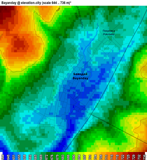 Bayanday elevation map