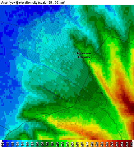 Arsen’yev elevation map