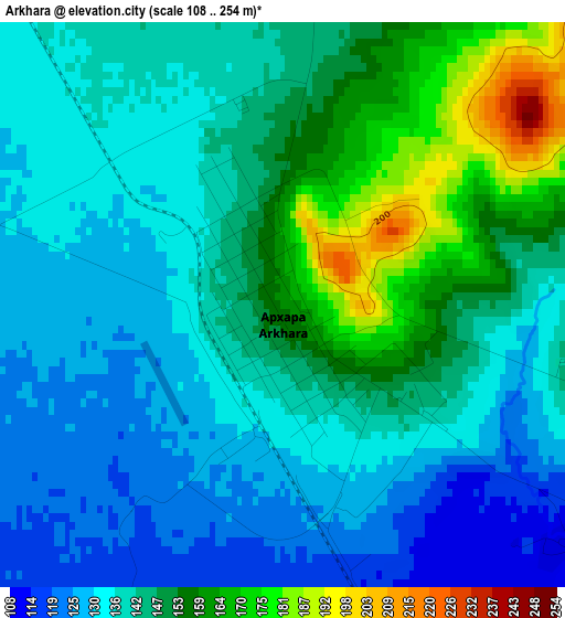 Arkhara elevation map