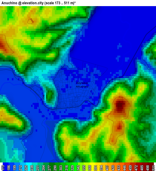 Anuchino elevation map