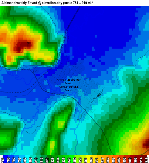 Aleksandrovskiy Zavod elevation map