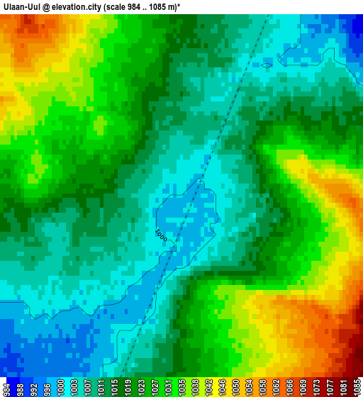 Ulaan-Uul elevation map