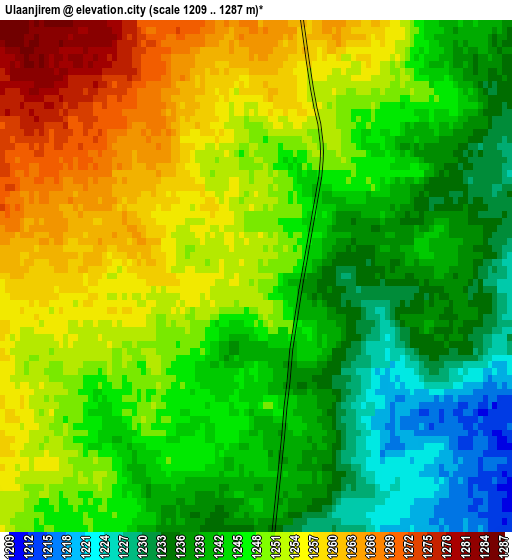 Ulaanjirem elevation map