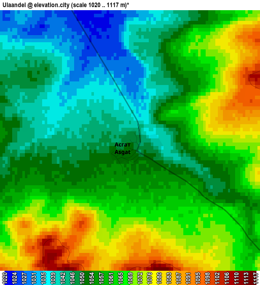 Ulaandel elevation map