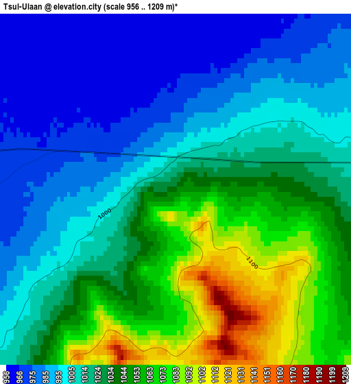 Tsul-Ulaan elevation map