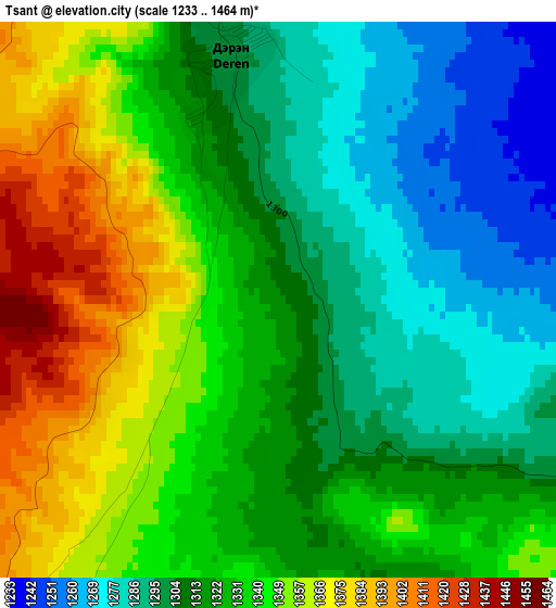 Tsant elevation map