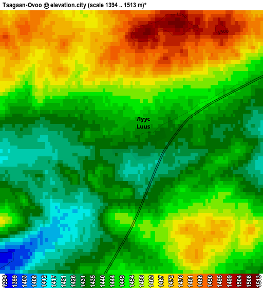 Tsagaan-Ovoo elevation map