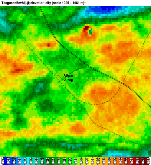 Tsagaandörvölj elevation map