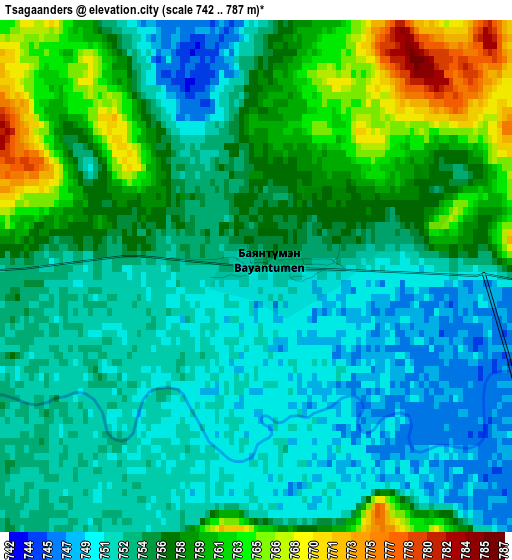 Tsagaanders elevation map