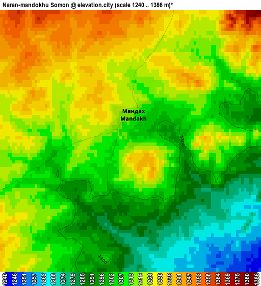 Naran-mandokhu Somon elevation map