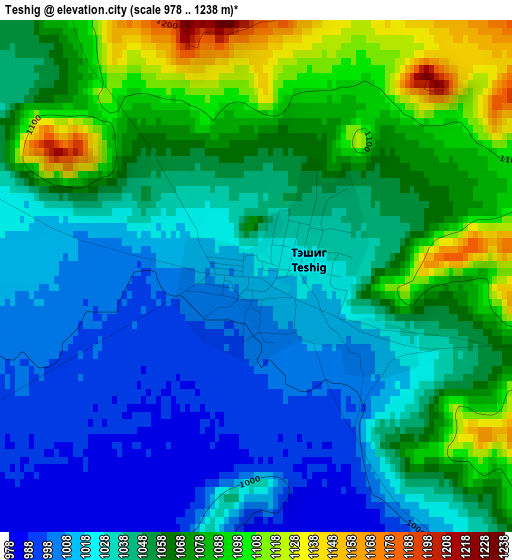 Teshig elevation map