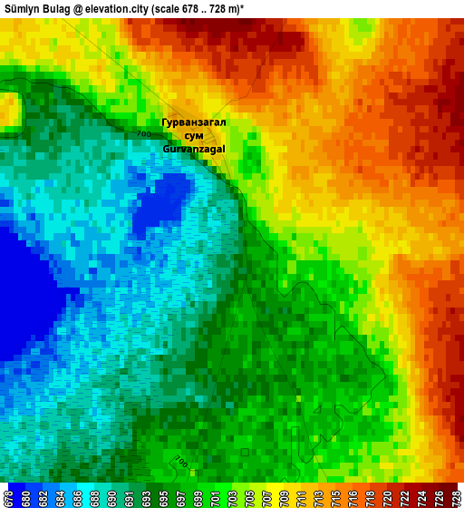 Sümiyn Bulag elevation map