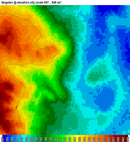 Sergelen elevation map