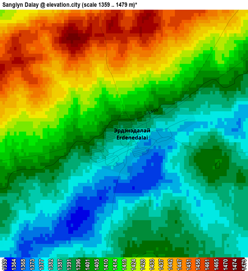 Sangiyn Dalay elevation map