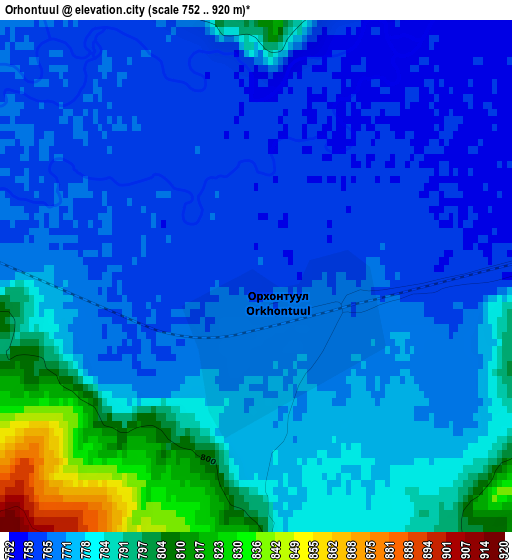 Orhontuul elevation map