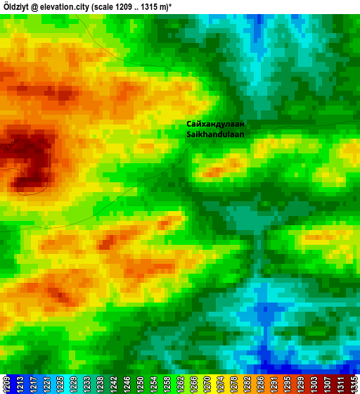 Öldziyt elevation map