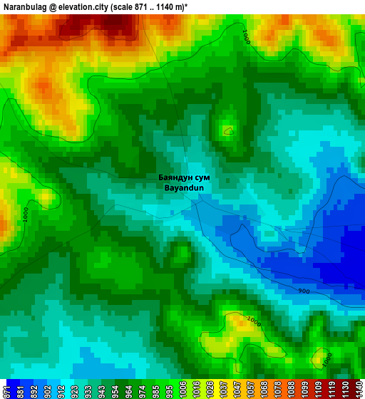 Naranbulag elevation map