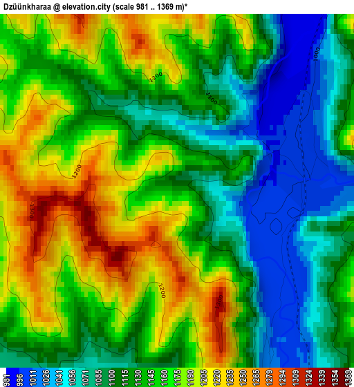 Dzüünkharaa elevation map