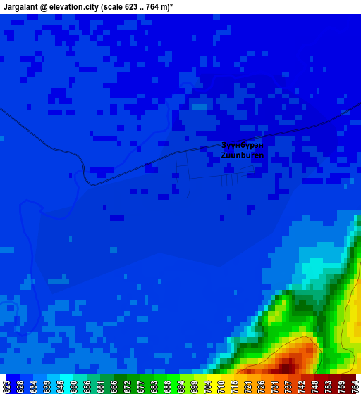 Jargalant elevation map