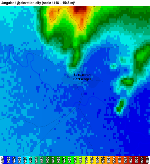 Jargalant elevation map