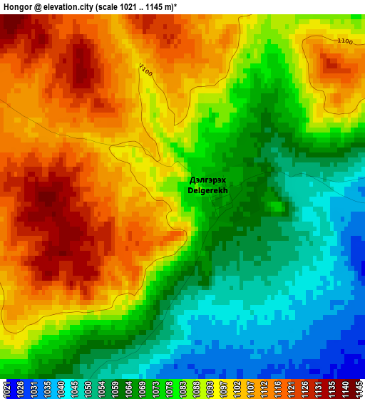 Hongor elevation map