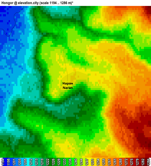 Hongor elevation map