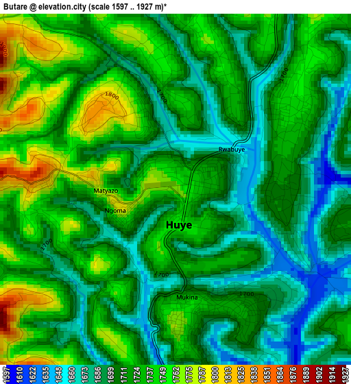 Butare elevation map