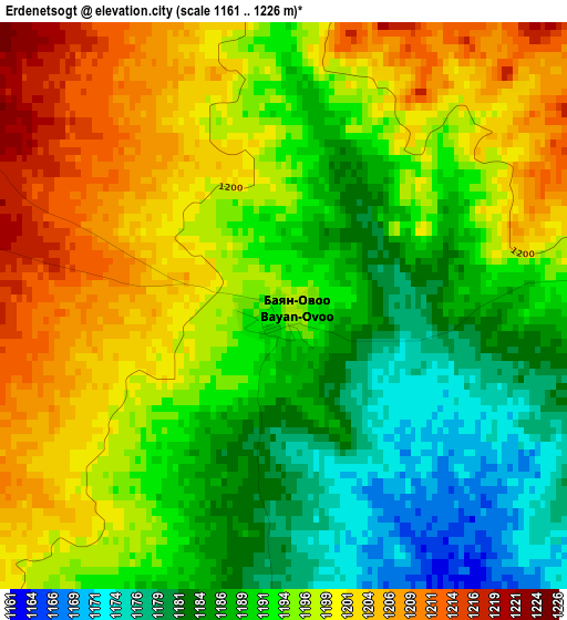 Erdenetsogt elevation map
