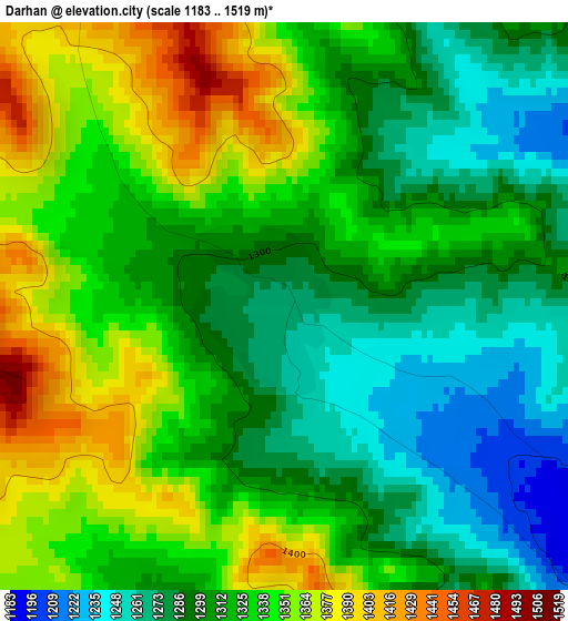 Darhan elevation map