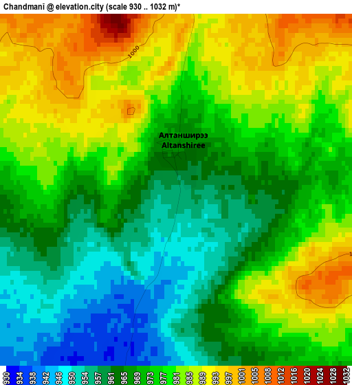 Chandmanĭ elevation map