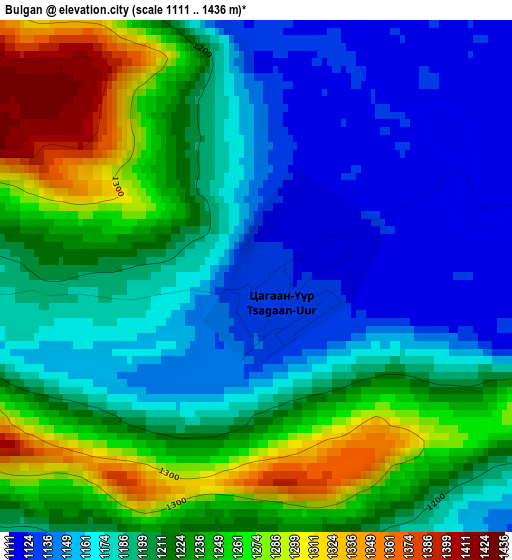 Bulgan elevation map