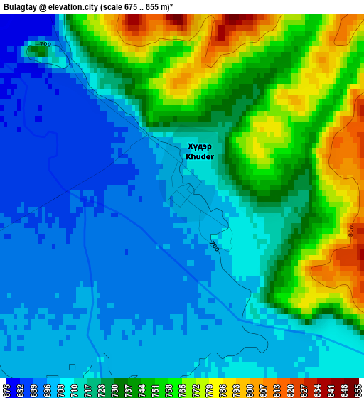 Bulagtay elevation map