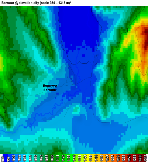 Bornuur elevation map