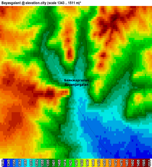 Bayasgalant elevation map